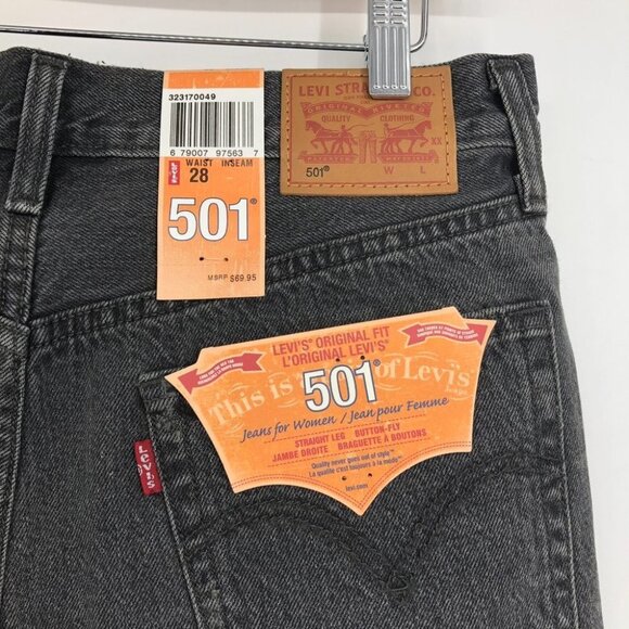 NWT Levi's charcoal wash distressed 501 skinny short shorts frayed hem 28 - Picture 12 of 16